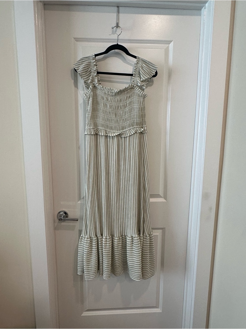 Blu Pepper Striped Ruffle Smocked Maxi Dress (fits like a medium)